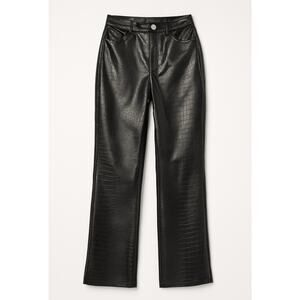 Forever 21 Faux Leather Croc Pants Black Straight Leg Size Medium High Rise Y2K